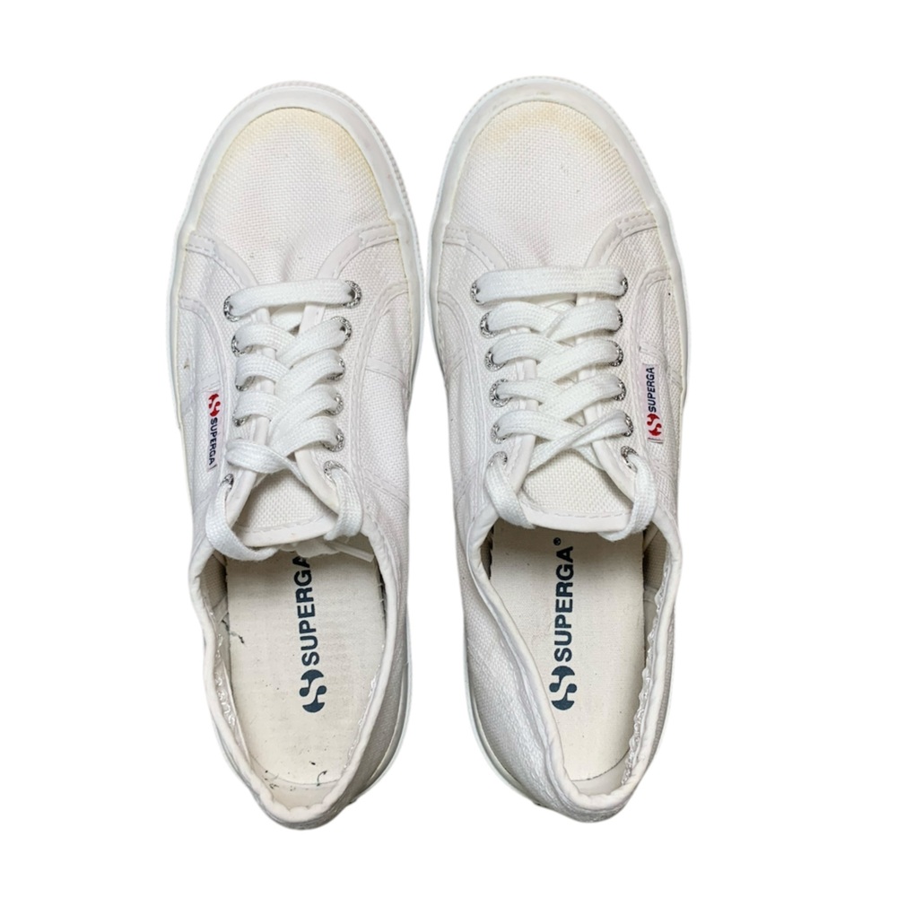 Superga 2750 Cotu Classic Mens White Canvas Sneakers Low Top Shoes 41.5